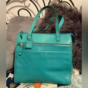 FOSSIL | Teal Leather Tote Bag